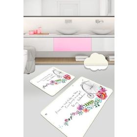 Chilai Home Monowheel 2'li Set Paspas Yıkanabilir Kaymaz Taban Banyo Halısı Klozet Takımı
