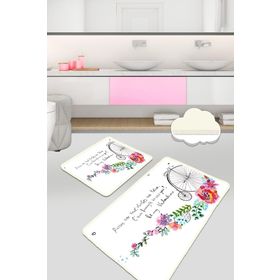 Chilai Home Monowheel 2'li Set Paspas Yıkanabilir Kaymaz Taban Banyo Halısı Klozet Takımı