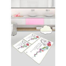 Chilai Home Monowheel 3'lü Set Paspas Yıkanabilir Kaymaz Taban Banyo Halısı Klozet Takımı