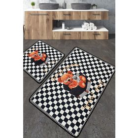Chilai Home Newspaper Paspas Djt 2'li Set Yıkanabilir Kaymaz Taban Banyo Halısı