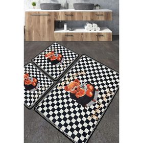 Chilai Home Newspaper Paspas Djt 3'lü Set Yıkanabilir Kaymaz Taban Banyo Halısı