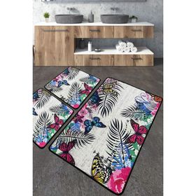 Chilai Home Noirobi Banyo Paspas Djt 3'lü Set Yıkanabilir Kaymaz Taban Banyo Halısı