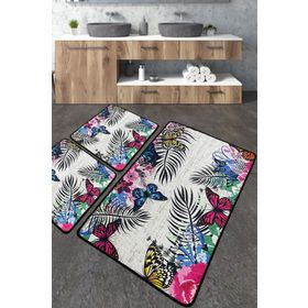 Chilai Home Noirobi Banyo Paspas Djt 3'lü Set Yıkanabilir Kaymaz Taban Banyo Halısı