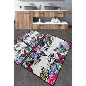 Chilai Home Noirobi Banyo Paspas Djt 3'lü Set Yıkanabilir Kaymaz Taban Banyo Halısı