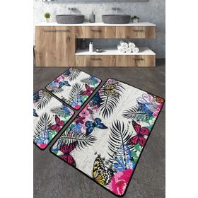 Chilai Home Noirobi Banyo Paspas Djt 3'lü Set Yıkanabilir Kaymaz Taban Banyo Halısı
