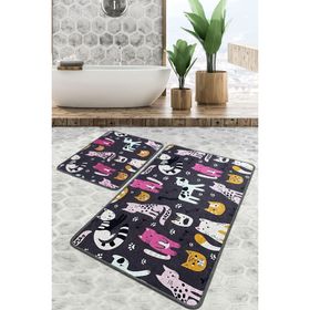 Chilai Home Park Cat Djt 2'li Set Banyo Paspası Kaymaz Tabanlı Banyo Halısı Klozet Takımı