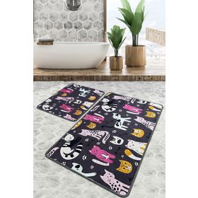 Chilai Home Park Cat Djt 2'li Set Banyo Paspası Kaymaz Tabanlı Banyo Halısı Klozet Takımı
