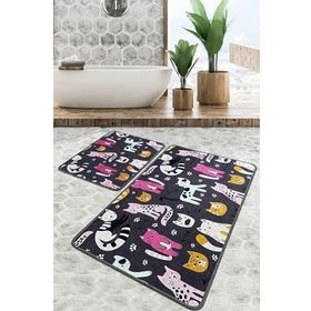 Chilai Home Park Cat Djt 2'li Set Banyo Paspası Kaymaz Tabanlı Banyo Halısı Klozet Takımı