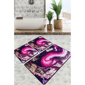 Chilai Home Pastry Djt 3'lü Set Kaymaz Tabanlı Banyo Halısı Klozet Takımı