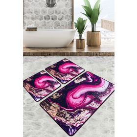 Chilai Home Pastry Djt 3'lü Set Kaymaz Tabanlı Banyo Halısı Klozet Takımı