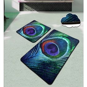 Chilai Home PEACOCK Paspas Yıkanabilir Kaymaz Taban 2'li Set Banyo Halısı