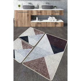 Chilai Home Phell Bej Paspas Djt 3'lü Set Yıkanabilir Kaymaz Taban Banyo Halısı