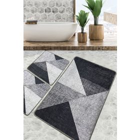 Chilai Home Phell Gri Paspas Djt 3'lü Set Yıkanabilir Kaymaz Taban Banyo Halısı