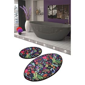 Chilai Home Pictura Siyah Oval Djt 2'li Set Banyo Paspas Seti Klozet Takımı