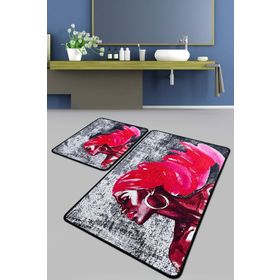 Chilai Home Pink Hair Djt 2'li Set Banyo Paspası Kaymaz Tabanlı Banyo Halısı Klozet Takımı