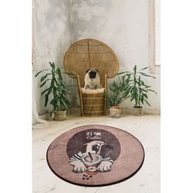 Chilai Home Pugs Coffee Djt 100x100 cm Dekoratif Salon Halısı