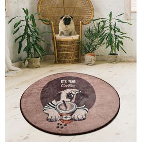 Chilai Home Pugs Coffee Djt 100x100 cm Dekoratif Salon Halısı