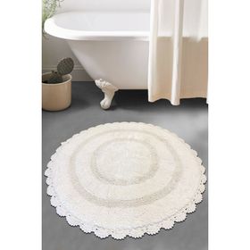 Chilai Home Regnum Cotton Ekru 100x100 cm Pamuklu Yıkanabilir Banyo Halısı