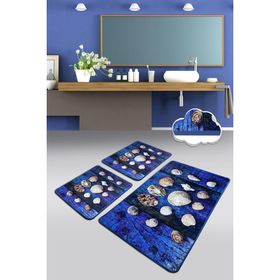 Chilai Home Sea Shell 3'lü Set Paspas Yıkanabilir Kaymaz Taban Banyo Halısı
