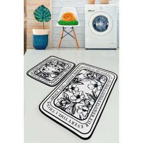 Chilai Home Singleflo 2'li Set Banyo Halısı Djtyıkanabilir Kaymaz Taban Paspas Klozet Takımı