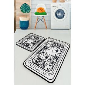 Chilai Home Singleflo 2'li Set Banyo Halısı Djtyıkanabilir Kaymaz Taban Paspas Klozet Takımı