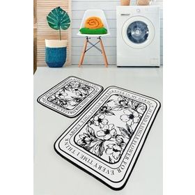 Chilai Home Singleflo 2'li Set Banyo Halısı Djtyıkanabilir Kaymaz Taban Paspas Klozet Takımı