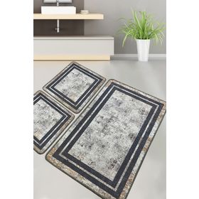 Chilai Home Sione Djt 3'lü Set Paspas Yıkanabilir Kaymaz Banyo Halısı
