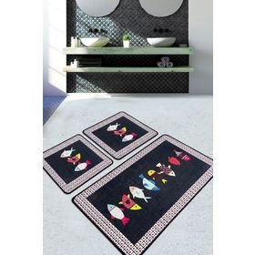 Chilai Home Swing of Fish Djt 3'lü Set Banyo Halısı