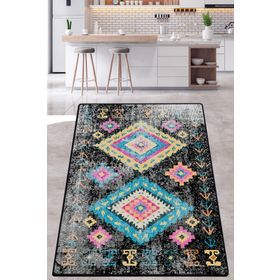 Chilai Home Taula Siyah DJT Makinede Yıkanabilir Kaymaz Tabanlı Mutfak Halısı