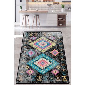 Chilai Home Taula Siyah DJT Makinede Yıkanabilir Kaymaz Tabanlı Mutfak Halısı
