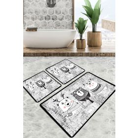 Chilai Home Three Bears Banyo Halısı Djt 3'lü Set Banyo Paspası Kaymaz Tabanlı Klozet Takımı