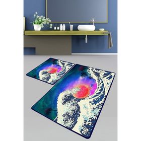 Chilai Home Tidal Wave Djt 2'li Set Banyo Paspası Kaymaz Tabanlı Banyo Halısı Klozet Takımı