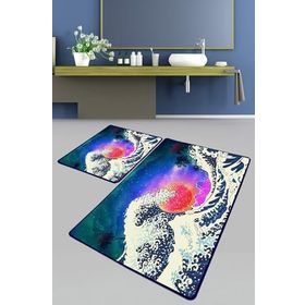 Chilai Home Tidal Wave Djt 2'li Set Banyo Paspası Kaymaz Tabanlı Banyo Halısı Klozet Takımı