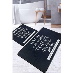 Chilai Home Toilet Black Djt 2'li Set Yıkanabilir Kaymaz Taban Banyo Halısı