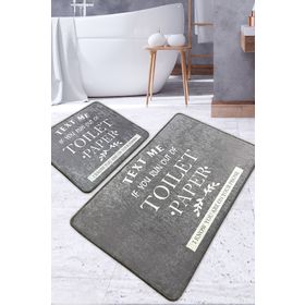 Chilai Home Toilet Grey Djt 2'li Kaymaz Taban Set Yıkanabilir Banyo Halısı