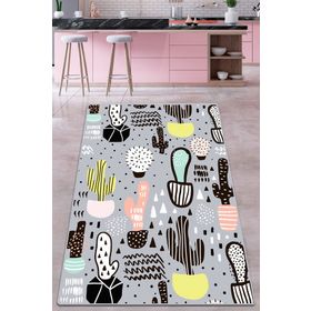 Chilai Home Vector Cactus DJT Yıkanabilir Silinebilir Kaymaz Taban Mutfak Halısı