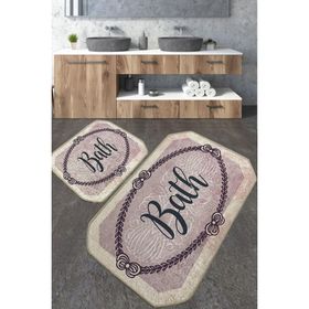 Chilai Home Voten Djt 2'li Set Yıkanabilir Kaymaz Banyo Halısı Paspas