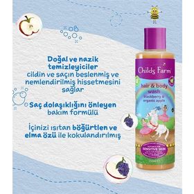 Childs Farm 500 ml Böğürtlen ve Organik Elma Özlü Çocuk Saç ve Vücut Şampuan