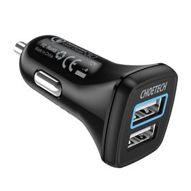 Choetech C0051 30W Çift USB Girişli Qc3.0 Destekli Siyah Araç Şarj Cihazı