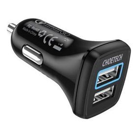 Choetech C0051 30W Çift USB Girişli Qc3.0 Destekli Siyah Araç Şarj Cihazı