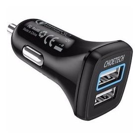 Choetech C0051 30W Çift USB Girişli Qc3.0 Destekli Siyah Araç Şarj Cihazı