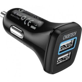 Choetech C0051 30W Çift USB Girişli Qc3.0 Destekli Siyah Araç Şarj Cihazı