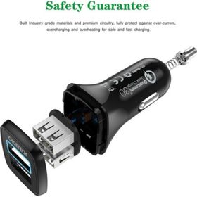 Choetech C0051 30W Çift USB Girişli Qc3.0 Destekli Siyah Araç Şarj Cihazı