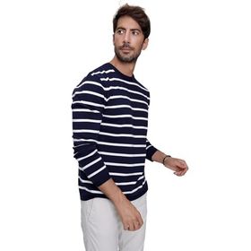 Chuba 22WM101 Lacivert Bisiklet Yaka Çizgili Casual Triko Erkek Kazak