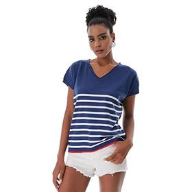 Chuba 23S1009 Beyaz Lacivert Kadın T-shirt