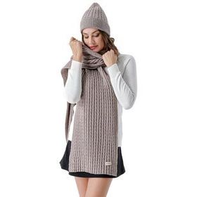 Chuba 23W503 Açık Kahve Saç Örgü Yumuşak Tuşe Kadın Atkı Bere Takımı
