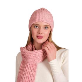 Chuba 23W503 Pembe Saç Örgü Yumuşak Tuşe Kadın Atkı Bere Takımı
