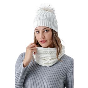 Chuba 24W131 Ekru Kadın Bere ve Boyunluk Takımı