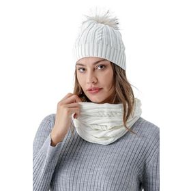 Chuba 24W131 Ekru Kadın Bere ve Boyunluk Takımı