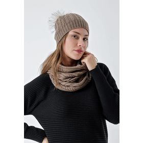 Chuba 24W131 Kahverengi Kadın Atkı Bere Takımı